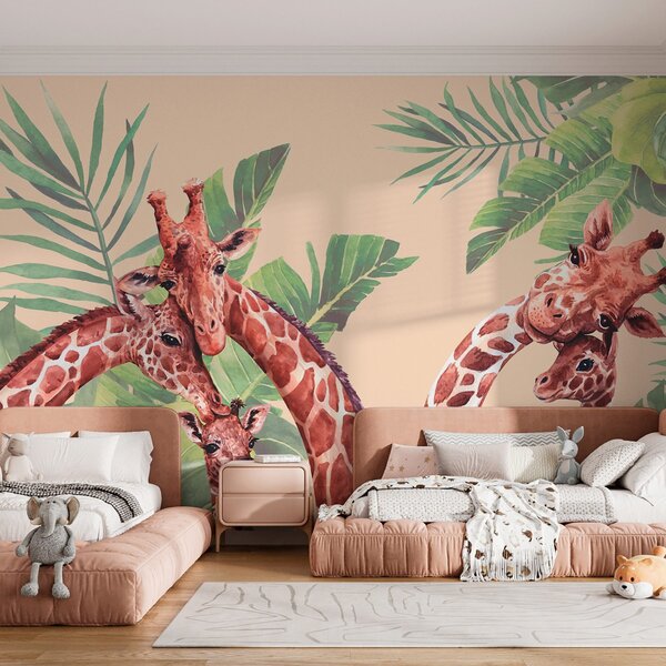 Carta da parati Le giraffe si godono un momento insieme, Carta da parati per Bambini, w00140v1 : Uwalls.it