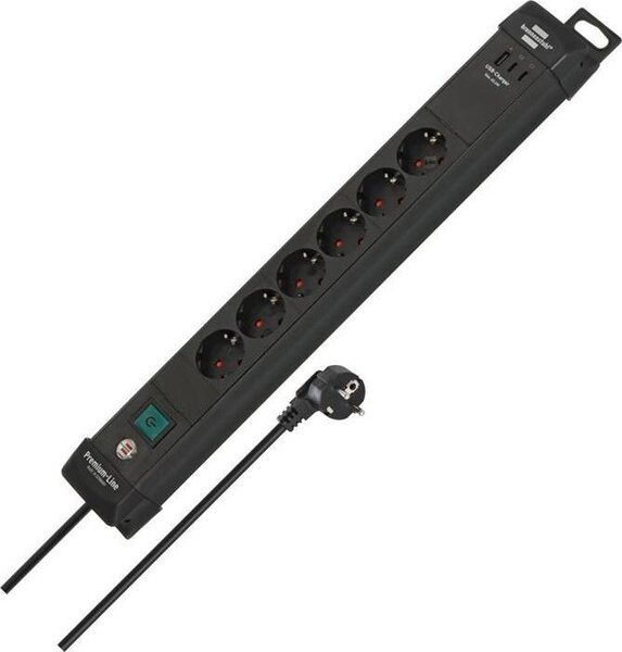 Brennenstuhl 1951160613 brennenstuhl Premium-Line, multipresa a 6 prese con protezione da sovratensione, 3,0 m, nero