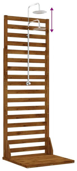 Doccia da giardino, 205,5 cm. Realizzata in legno di acacia massello e acciaio inossidabile, finitura naturale