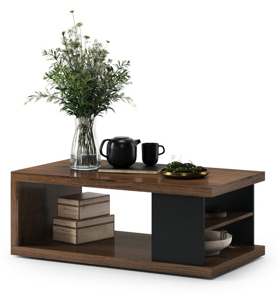 Tavolino LANA S-110 Noce Elegante / Nero - TAVOLINO DA CAFFÈ CON RIPIANO