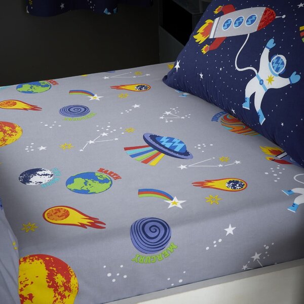Lenzuolo con angoli per bambini grigio per letto singolo 90x190 cm Lost In Space – Catherine Lansfield