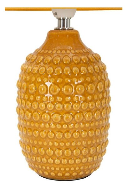 Lampada da tavolo color senape in ceramica con paralume in tessuto (altezza totale 30,5 cm) Points – Mauro Ferretti