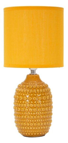 Lampada da tavolo color senape in ceramica con paralume in tessuto (altezza totale 30,5 cm) Points – Mauro Ferretti