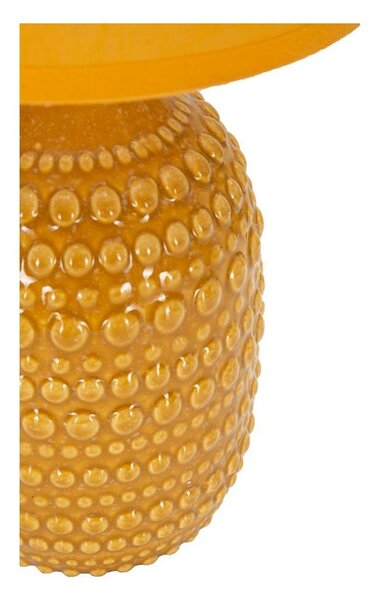 Lampada da tavolo color senape in ceramica con paralume in tessuto (altezza totale 30,5 cm) Points – Mauro Ferretti
