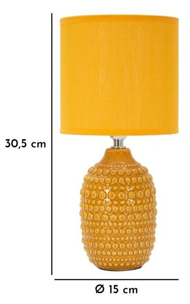 Lampada da tavolo color senape in ceramica con paralume in tessuto (altezza totale 30,5 cm) Points – Mauro Ferretti