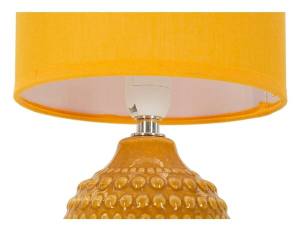 Lampada da tavolo color senape in ceramica con paralume in tessuto (altezza totale 30,5 cm) Points – Mauro Ferretti