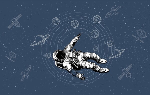 Carta da parati Astronauta in esplorazione nel vasto cosmo, Carta da parati Spazio, w00712 : Uwalls.it