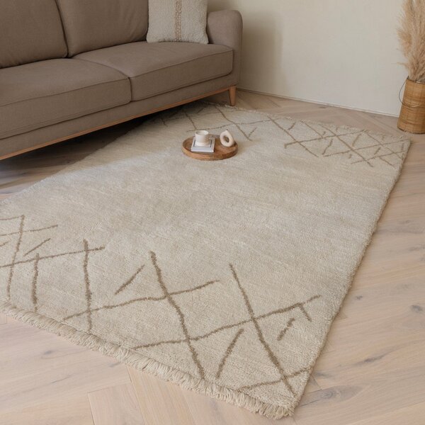 Tappeto in lana lavabile e tessuto crema 160x230 cm Azera Crosshatch - Asiatic Carpets
