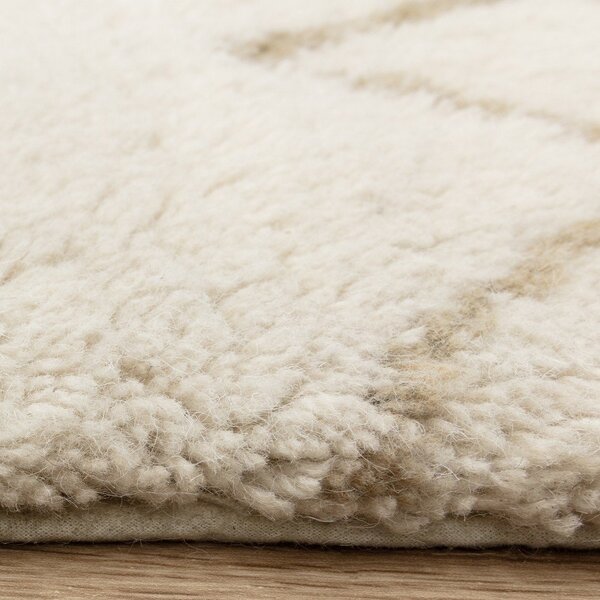 Tappeto in lana lavabile e tessuto crema 160x230 cm Azera Crosshatch - Asiatic Carpets