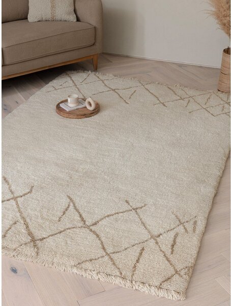 Tappeto in lana lavabile e tessuto crema 160x230 cm Azera Crosshatch - Asiatic Carpets