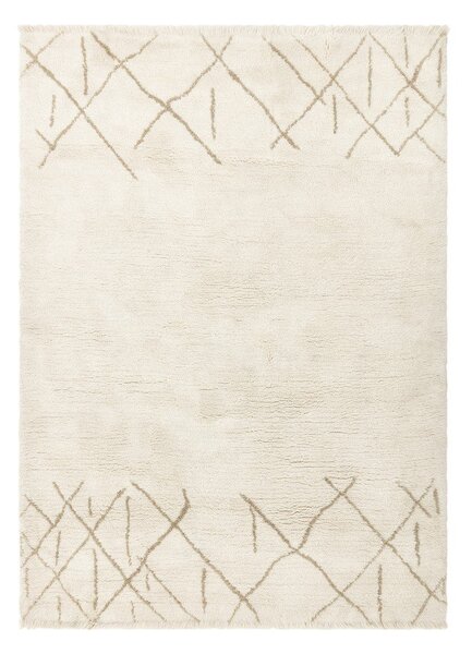 Tappeto in lana lavabile e tessuto crema 160x230 cm Azera Crosshatch - Asiatic Carpets