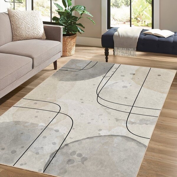 Passatoia grigia/color crema lavabile 80x200 cm Simple Lines – Mila Home