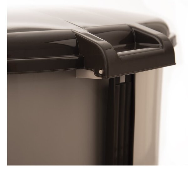 Cestino per la spazzatura marrone in plastica con pedale 30 l – Orion