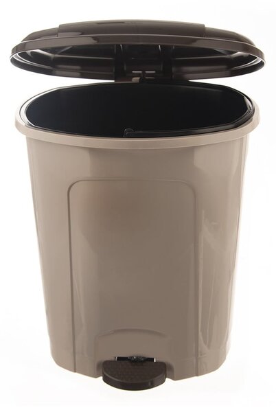 Cestino per la spazzatura marrone in plastica con pedale 30 l – Orion