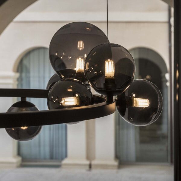 Ideal Lux - Lampadario LED a sospensione su cavo PERLAGE 25xG9/3W/230V 110 cm nero/fumé