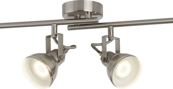 Plafoniera Contemporanea Focus Spotlight Acciaio Argento Bianco 4 Luci Gu10