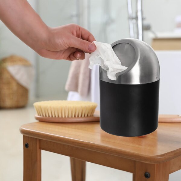 Cestino per la spazzatura nero in acciaio inox 1,2 l BLACK – Orion
