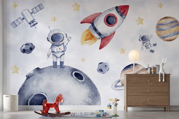 Carta da parati Astronauti nello spazio, Carta da parati Spazio, w01461 : Uwalls.it
