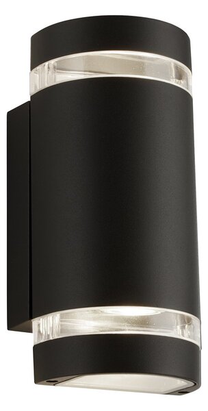 Applique Sheffield Alluminio Nero Policarbonato Trasparente 2 Luci Gu10