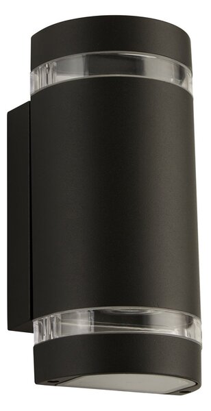 Applique Sheffield Alluminio Nero Policarbonato Trasparente 2 Luci Gu10