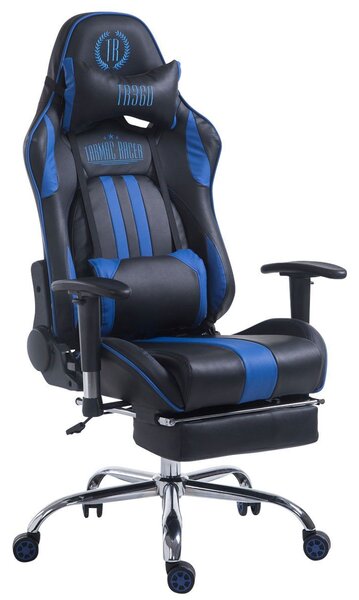 Sedia da ufficio da corsa Limit V2 in Pelle finta con poggiapiedi nero/blu