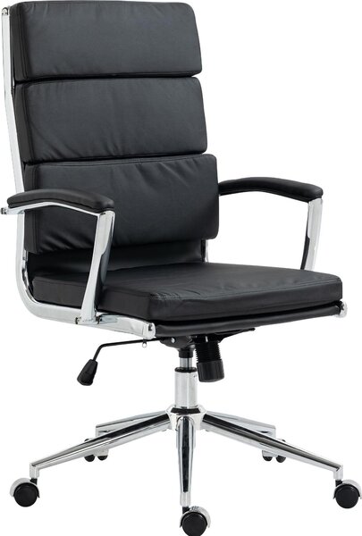 Sedia da ufficio CLP Cleveland I: rivestimento in vera pelle, ecopelle o tessuto | Colore: nero | Materiale: ecopelle