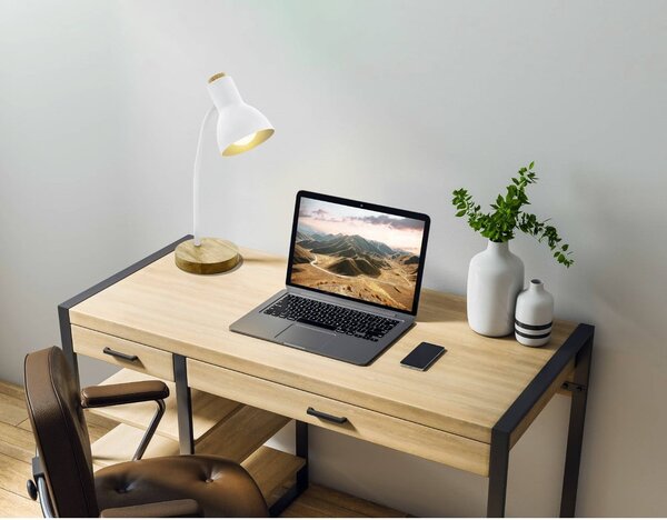 Lampada da tavolo bianca/di colore naturale con paralume in metallo (altezza totale 49 cm) VERADAL – EGLO