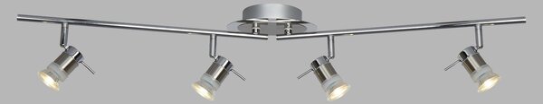 Plafoniera Lineare Moderna Ariete Acciaio Cromo Argento 4 Luci Gu10