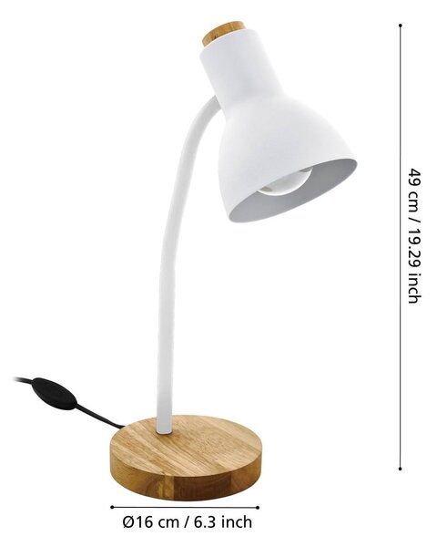 Lampada da tavolo bianca/di colore naturale con paralume in metallo (altezza totale 49 cm) VERADAL – EGLO