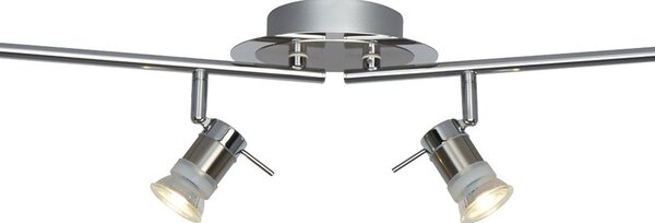 Plafoniera Lineare Moderna Ariete Acciaio Cromo Argento 4 Luci Gu10