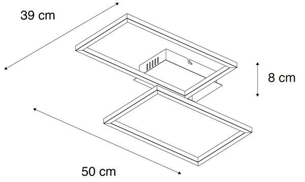Plafoniera quadrata nera dimmerabile a 3 step - Plazas Novo