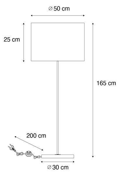 Lampada a sospensione nera con paralume in velluto color talpa 50 cm - Combi 1