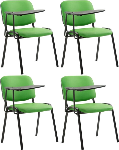 Set di 4 sedie CLP "Ken" con tavolino ribaltabile, rivestite in Pelle finta verde