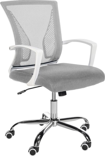 Sedia da ufficio Tracy, regolabile in altezza e girevole | Colore: grigio chiaro. Struttura: cromata