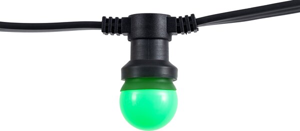 Catena luminosa nera collegabile 10m con spina, 20 luci E27, IP64 - LUBBER