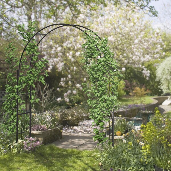 Outsunny Archetto da Giardino per Piante Rampicanti e Decorazioni, Metallo Nero, 153x40x210cm|Aosom