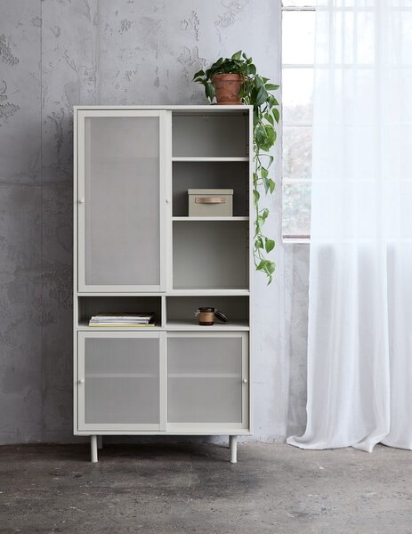 Armadietto grigio in metallo con porte scorrevoli 90x180x40 cm Veep – Unique Furniture