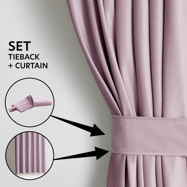 Tenda parzialmente oscurante rosa chiaro in velluto 140x245 cm Eyelets – Restilo