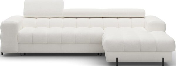 Divano angolare color crema allungabile/con contenitore (con penisola a destra/con chaise lounge) con rivestimento in bouclé Felro – ELTAP