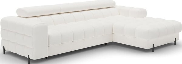 Divano angolare color crema allungabile/con contenitore (con penisola a destra/con chaise lounge) con rivestimento in bouclé Felro – ELTAP