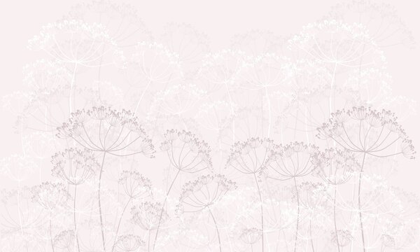 Carta da parati Piante fragili minimalismo colore rosa, Carta da parati Floreale, Carta da parati Fiori grandi, w02105 : Uwalls.it
