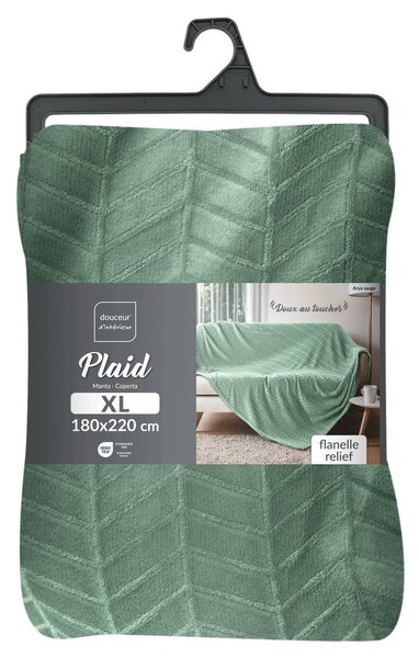 Copriletto verde chiaro in microflanella 180x220 cm Arya – douceur d'intérieur