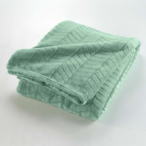 Copriletto verde chiaro in microflanella 180x220 cm Arya – douceur d'intérieur
