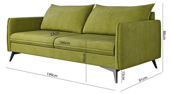 Divano verde 199 cm Juli Bis - Ropez