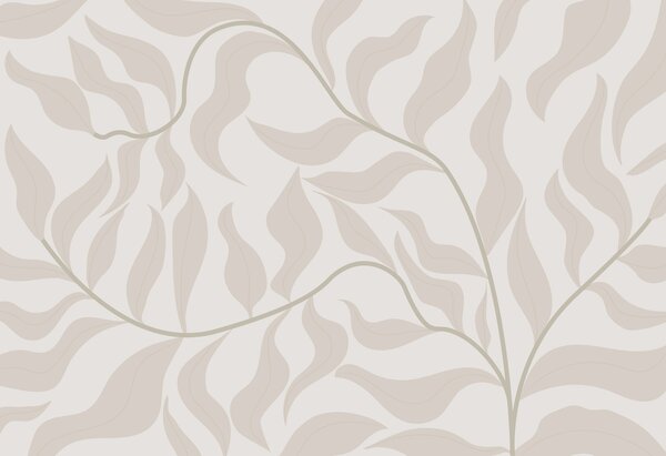 Carta da parati Eleganti foglie dolcemente intrecciate su crema, Carta da parati Natura, w00629v3 : Uwalls.it