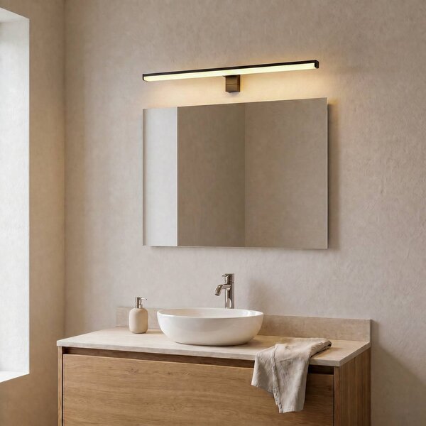 Trio Lighting Applique da parete Lino, Nero, Bagno, Alluminio, Moderno, Applique