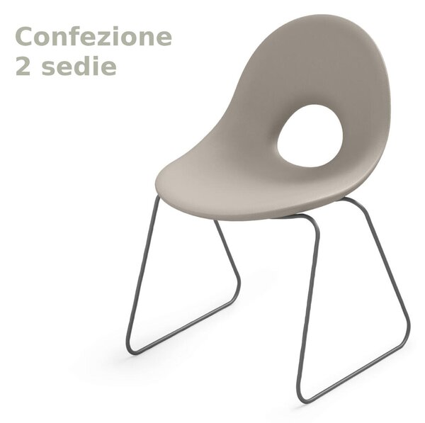 Sedia di design con Slitta SET 2 Pezzi ispirata alle linee ANNI 50 CANDY in Polietilene Struttura in metallo dimensioni 58,5x57x79 cm