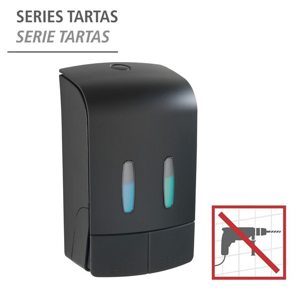 Dispenser di sapone in plastica nero da parete 0,96 l Tartas - Wenko
