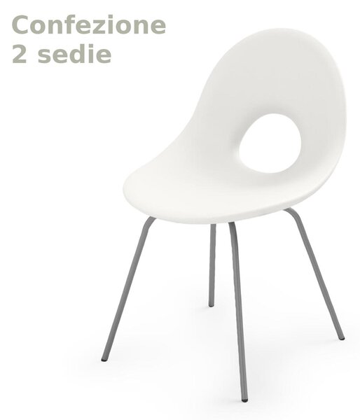 Sedia di design SET 2 Pezzi ispirata alle linee ANNI 50 CANDY in Polietilene Struttura in metallo dimensioni 56x5x58,5x83 cm