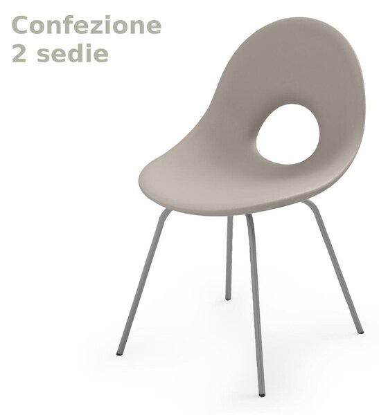 Sedia di design SET 2 Pezzi ispirata alle linee ANNI 50 CANDY in Polietilene Struttura in metallo dimensioni 56x5x58,5x83 cm